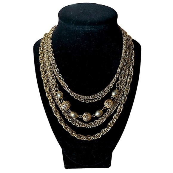 Jewelry - Goldtone Multi Strand Necklace 8 Individual Chains 13" Plus 4" Extender